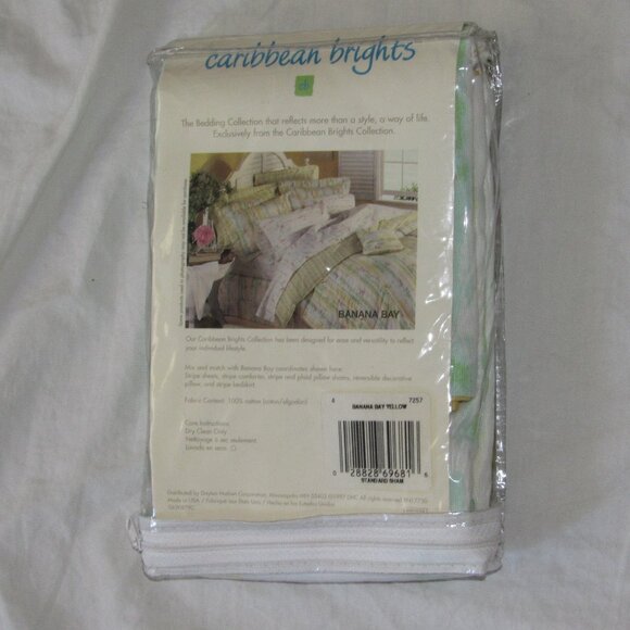 NEW Vtg 90s Caribbean Brights Standard Pillow Sham Banana Bay Cotton Duck Cloth - Picture 2 of 5